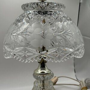 Vtg. Clear Faceted CRYSTAL Bedroom Boudoir Electric Table Lamp!